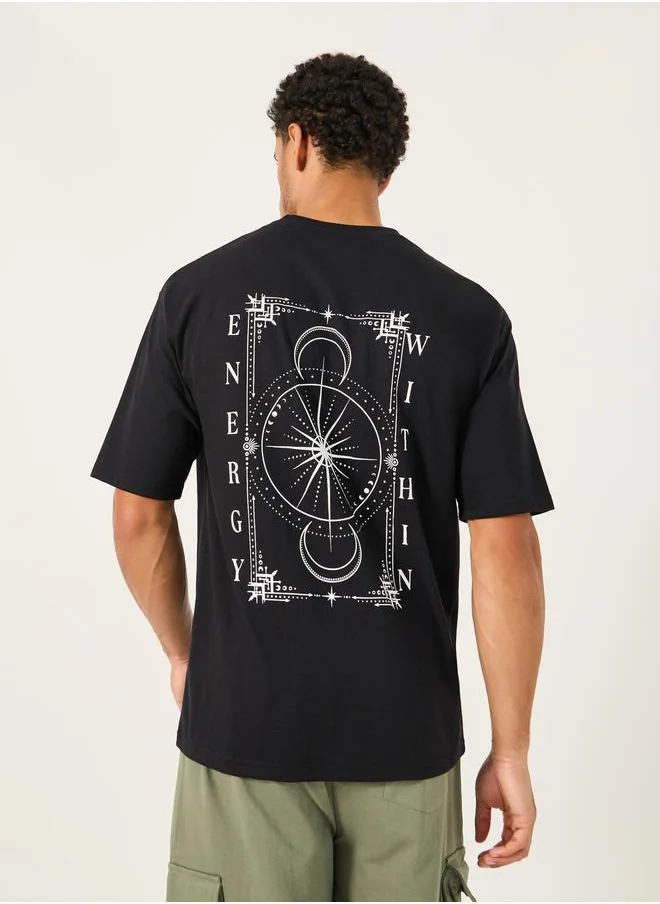 Styli Graphic Print Oversized Round Neck T-Shirt