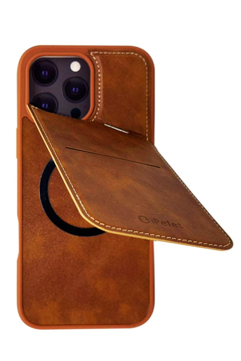 iPEFET PU Leather Case for iPhone 16 Pro Max with Built-in Card Holder and Shock Protection - Image 2