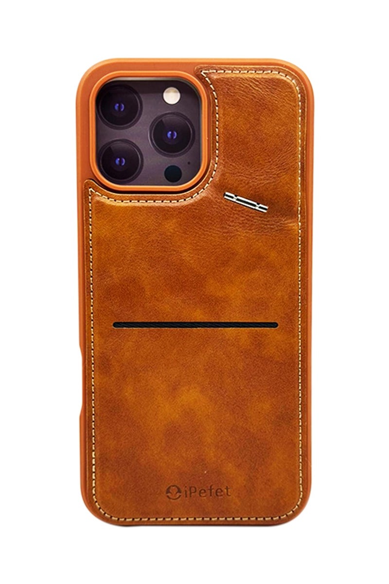 iPEFET PU Leather Case for iPhone 16 Pro Max with Built-in Card Holder and Shock Protection - Image 1