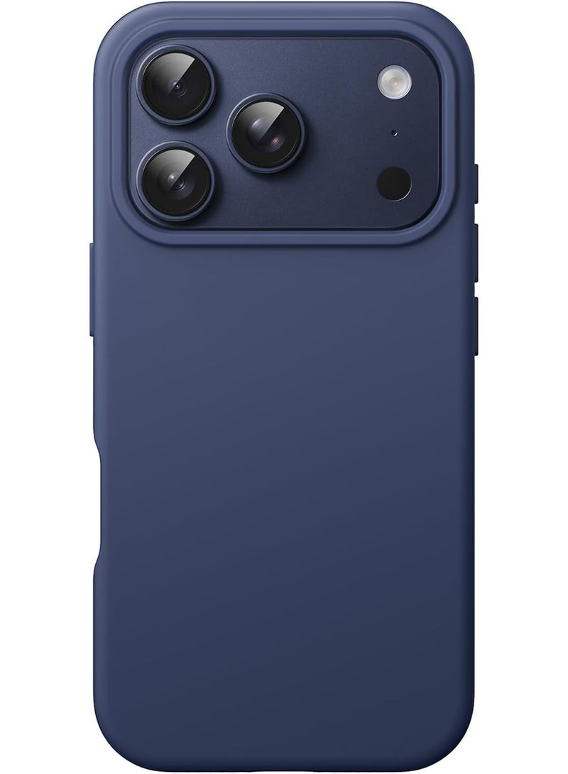 Shockproof silicone back cover compatible with iPhone 17 Pro, navy blue