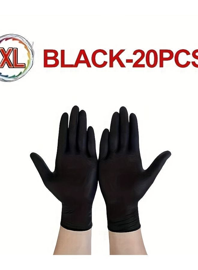 Heavy Duty Disposable PVC Gloves Black XL 20 Pcs Multipurpose Latex Free - Image 1