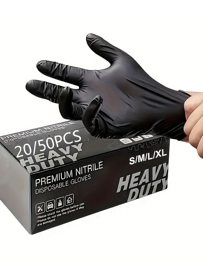 Heavy Duty Disposable PVC Gloves Black XL 20 Pcs Multipurpose Latex Free - Image 2
