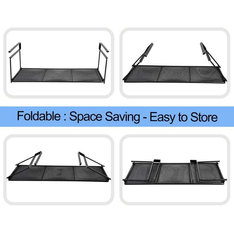 EHKIT Foil and Plastic Wrap Organizer Holder Foldable Under Cabinet Shelf Kitchen Pantry Desk Hanging Storage Rack (Black) - Image 3