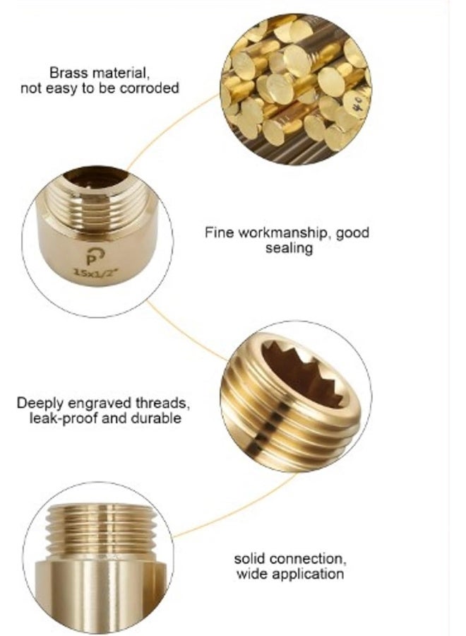 Biella 3Pcs Brass Extension Nipple Male To Female 1/2" British Standard Pipe (Bsp) For Extension Pipe Fitting (1/2 X 30Mm) - Image 4