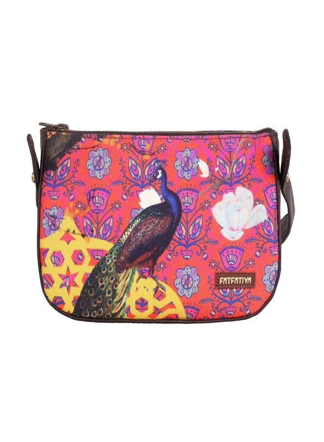 Fatfatiya Peacock Print Women’s Baguette Bag - Image 1