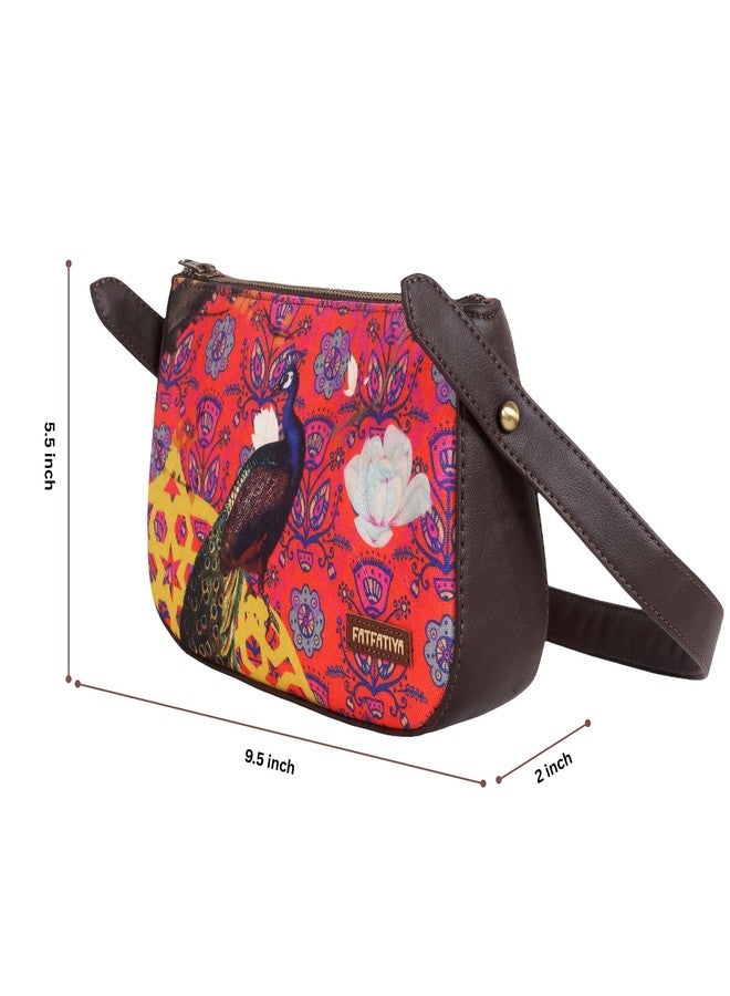 Fatfatiya Peacock Print Women’s Baguette Bag - Image 4