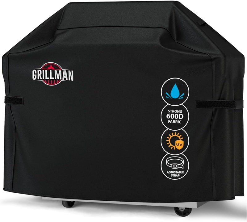 Grillman Large Rip-Proof Waterproof BBQ Grill Cover, 58"L x 24"W x 48"H, Black - Image 1