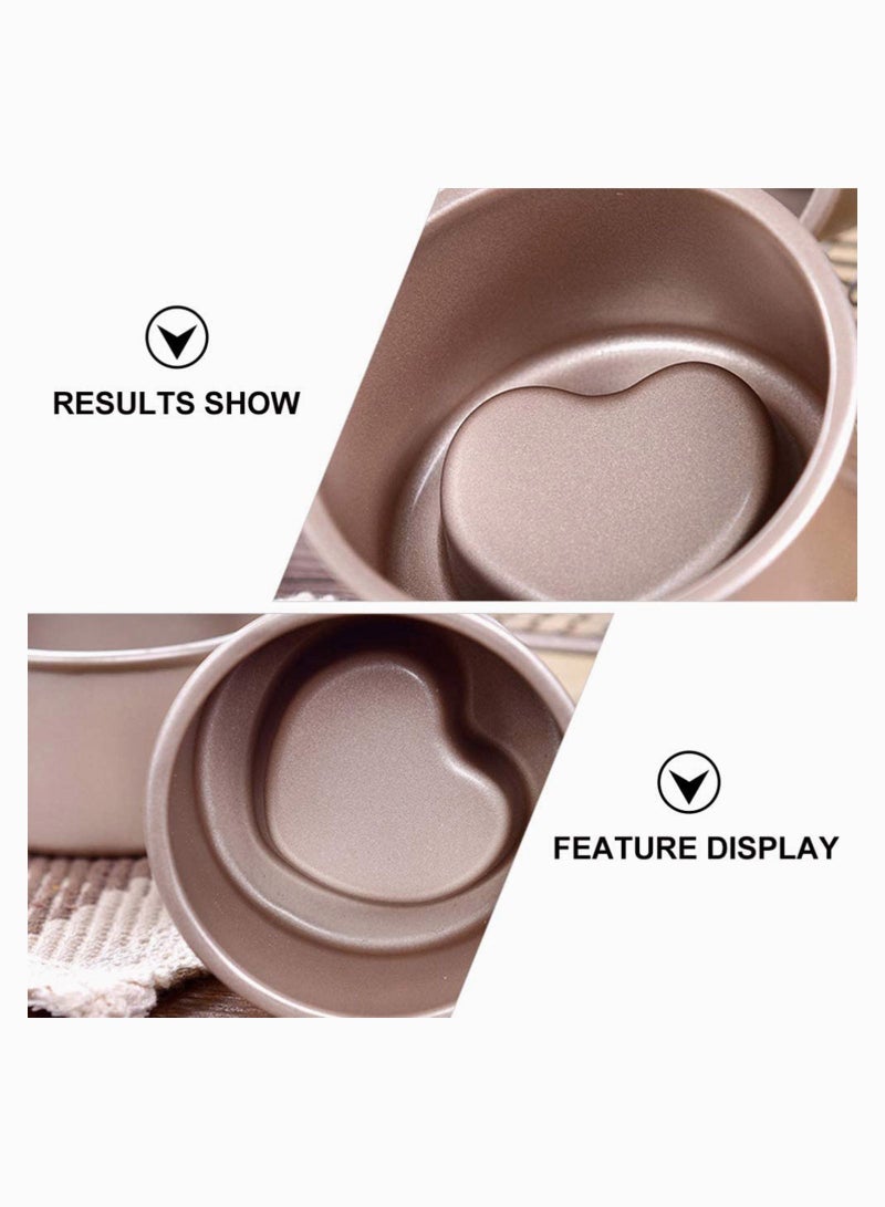 Cake Mould Pan Aluminum Heart Shaped Aluminium Bakeware DIY Baking Mold Tool for Party Supplies, Non- stick Household Supplies 4pcs - Image 3