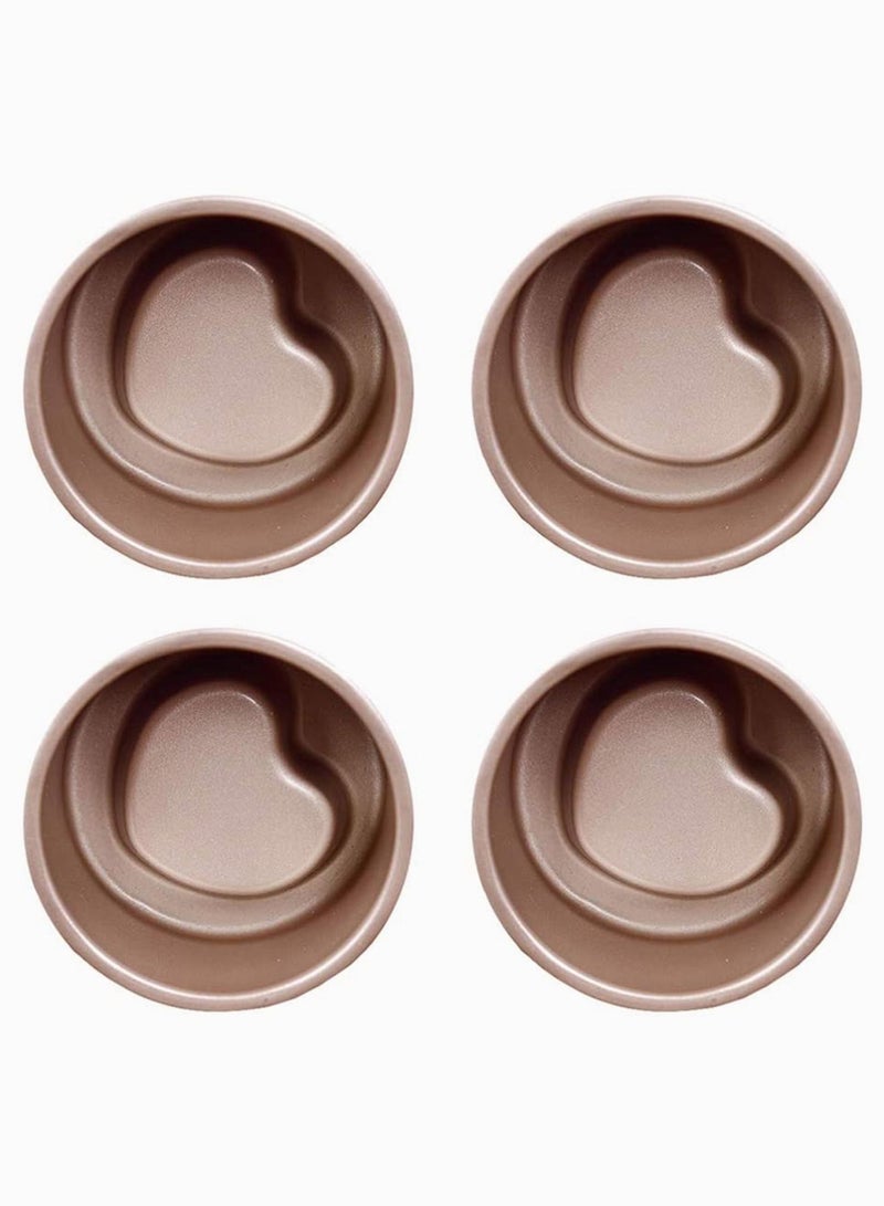 Cake Mould Pan Aluminum Heart Shaped Aluminium Bakeware DIY Baking Mold Tool for Party Supplies, Non- stick Household Supplies 4pcs - Image 1