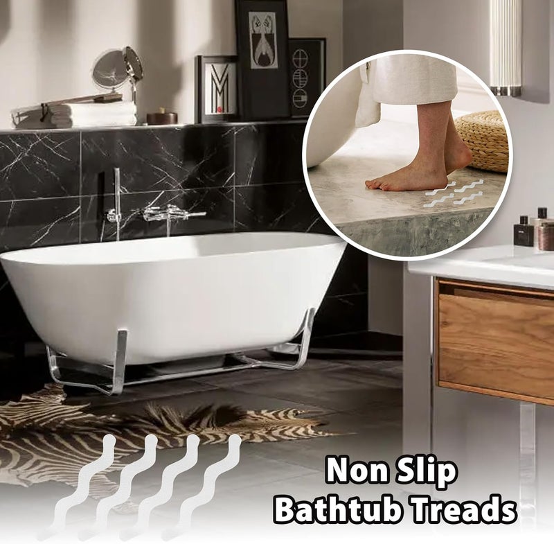 Coufce 24PCS Bathtub Non Slip Stickers White Safety Anti Slip Shower Strips Adhesive Decals Scraper for Bath Tub Stairs Steps Floor Ladders with Premium - Image 4