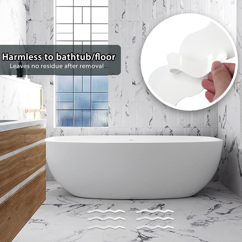 Coufce 24PCS Bathtub Non Slip Stickers White Safety Anti Slip Shower Strips Adhesive Decals Scraper for Bath Tub Stairs Steps Floor Ladders with Premium - Image 2