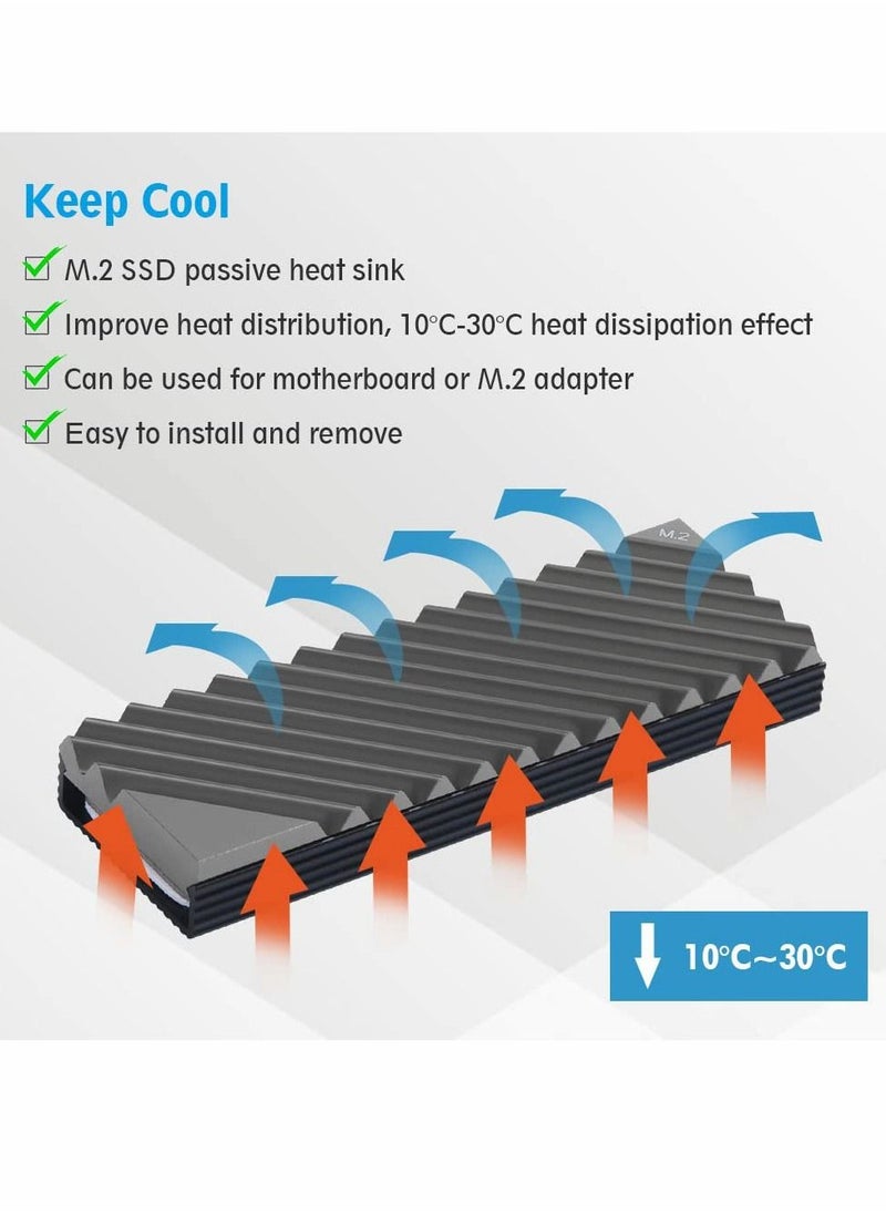 Y&D M.2 Heatsink Cooler, 2280 SSD Heatsink, Aluminum Double-Sided NVME Heat Sinks for PS5 Computer PC -Grey  - Image 4