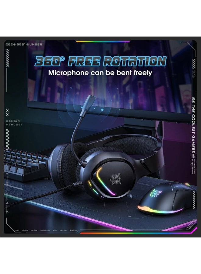 أونيكوما سماعة رأس ONIKUMA X31 RGB الديناميكية الاحترافية للألعاب بصوت محيطي ستيريو وميكروفون عالي الدقة متعدد الاتجاهات لأجهزة الكمبيوتر الشخصية PS4 Xbox Phone - Image 4