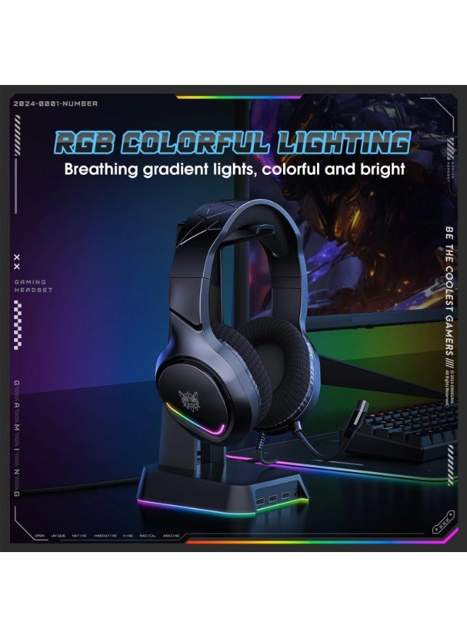 أونيكوما سماعة رأس ONIKUMA X31 RGB الديناميكية الاحترافية للألعاب بصوت محيطي ستيريو وميكروفون عالي الدقة متعدد الاتجاهات لأجهزة الكمبيوتر الشخصية PS4 Xbox Phone - Image 3