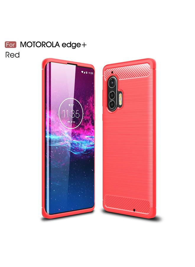 S-TOP Case For Motorola Moto Edge Plus 2020 Brushed Texture Carbon Fiber TPU Case - Image 1