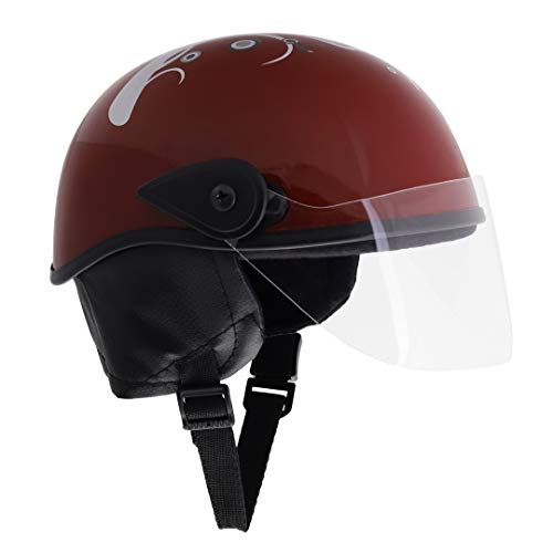 Western Era Unisex Half Helmet for Men & Women | Clear Visor | Comfort & Safety | Enhanced Design | Color - Maroon Glossy || Silver Decal (Large) - Image 1