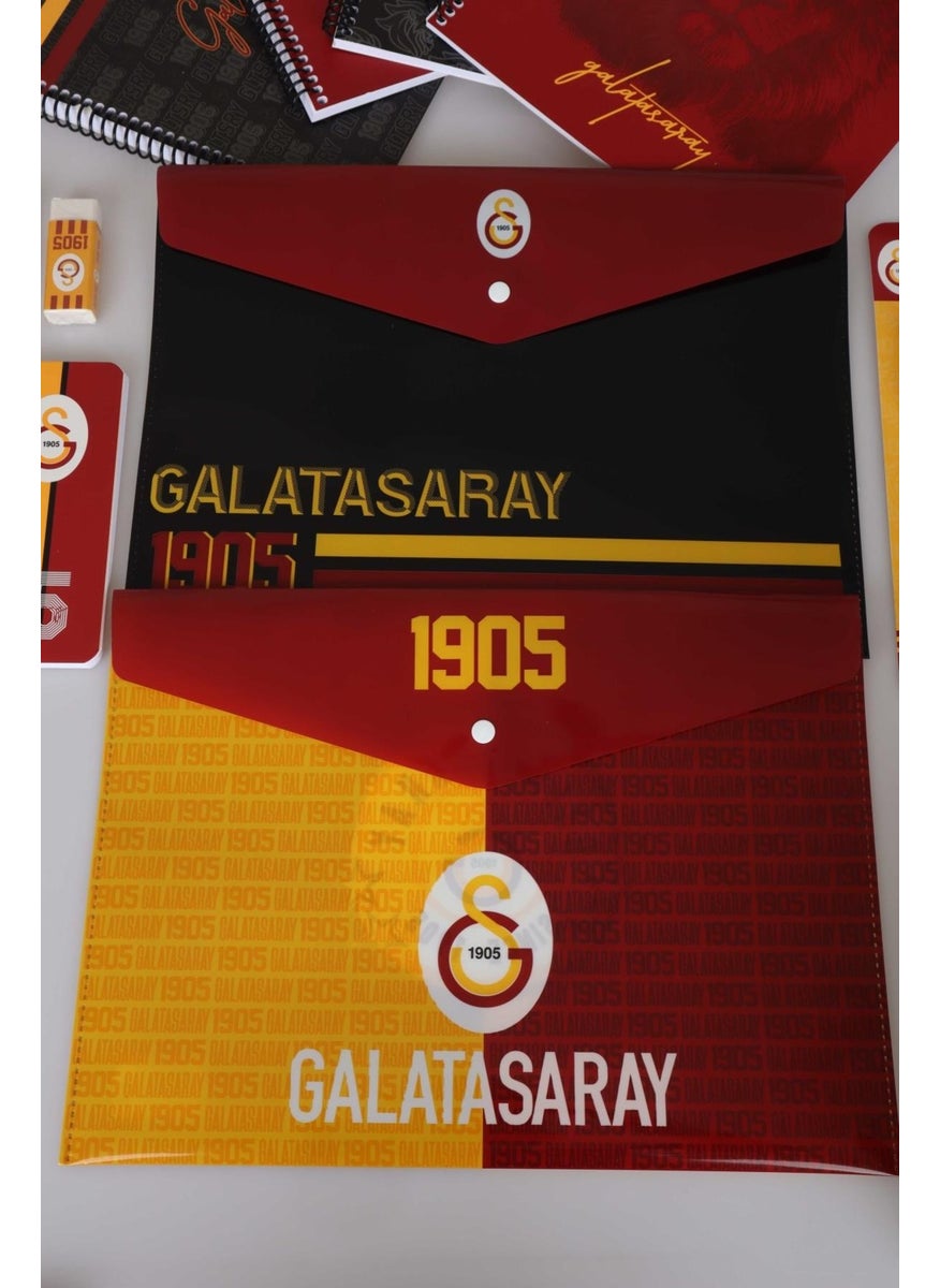 Galatasaray - Licensed A4 Spiral 2 Pieces Square 2 Pieces Lined Notebook Eraser Peaked Pencil 16-Piece School Label 2 Pieces Snap File Pencil Sharpener Set - Image 1