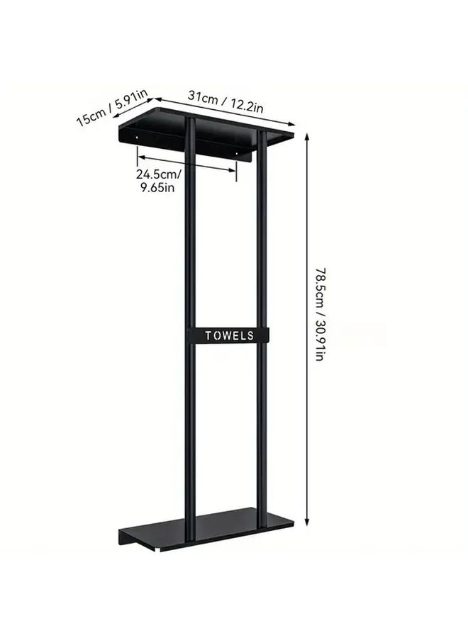 Heavy Duty Iron Wall Mounted Towel Rack Space Saving Vertical Organizer Modern Minimalist Black Frame For Home Hotel Spa Public Restrooms Easy Installation No Tools Needed Sturdy Construction Multitier - Image 4