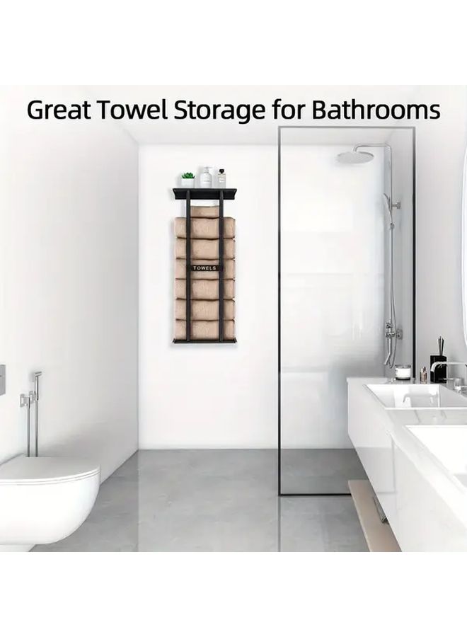 Heavy Duty Iron Wall Mounted Towel Rack Space Saving Vertical Organizer Modern Minimalist Black Frame For Home Hotel Spa Public Restrooms Easy Installation No Tools Needed Sturdy Construction Multitier - Image 2