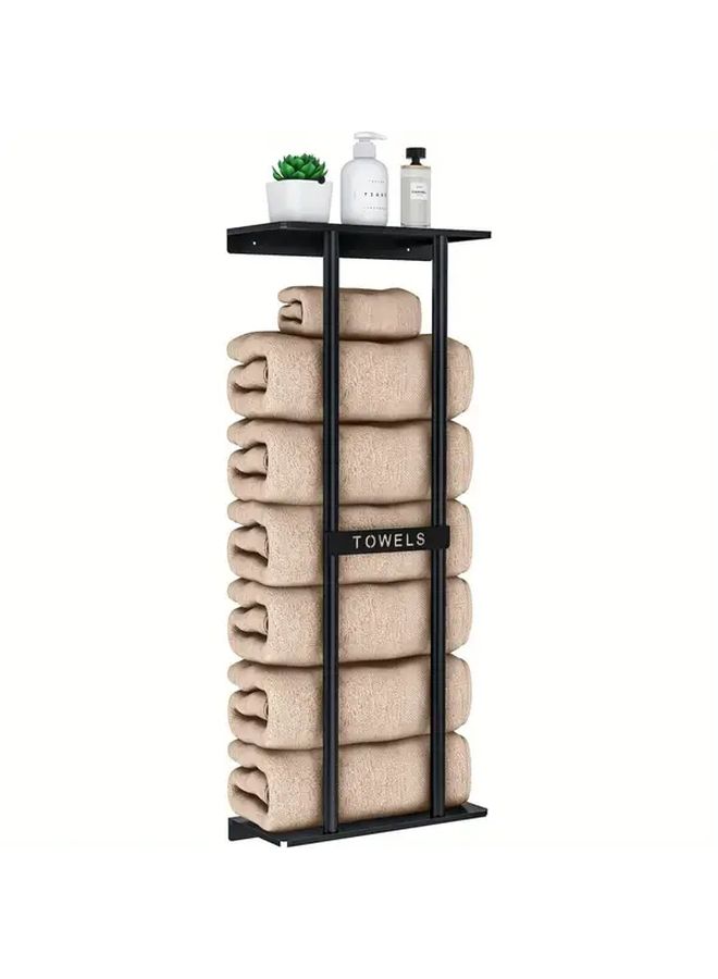 Heavy Duty Iron Wall Mounted Towel Rack Space Saving Vertical Organizer Modern Minimalist Black Frame For Home Hotel Spa Public Restrooms Easy Installation No Tools Needed Sturdy Construction Multitier - Image 5