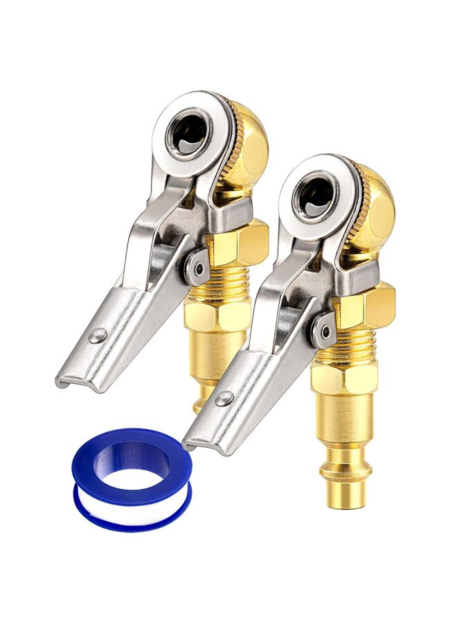 قطعتان من ظرف إطارات كروي مغلق NPT بقطر ربع بوصة مع مشبك، ظرف هواء قابل للقفل، نافخ إطارات مع ظرف هواء سريع التوصيل، ظرف هواء قابل للتثبيت لإطارات الشاحنات والسيارات وضاغط الهواء. - Image 1