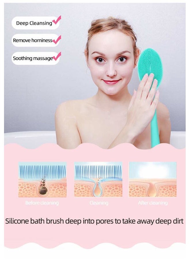 Wolf War - Loofah Exfoliating Body Scrubber 2 in 1 Face and Body Silicone Scrubber - Silicone Shower Brush Bath Sponge Loofa Blue - Image 1