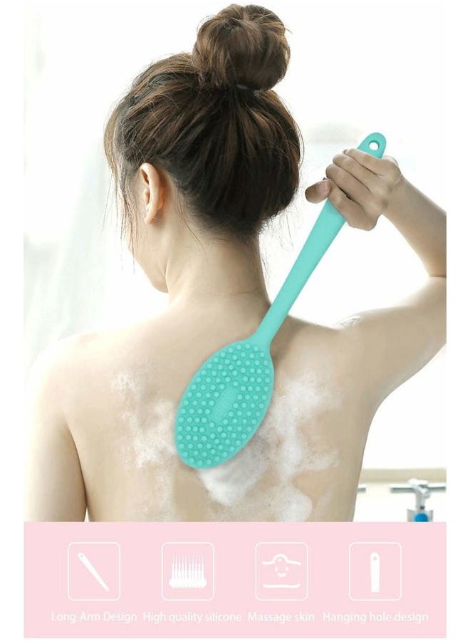 Wolf War - Loofah Exfoliating Body Scrubber 2 in 1 Face and Body Silicone Scrubber - Silicone Shower Brush Bath Sponge Loofa Blue - Image 1
