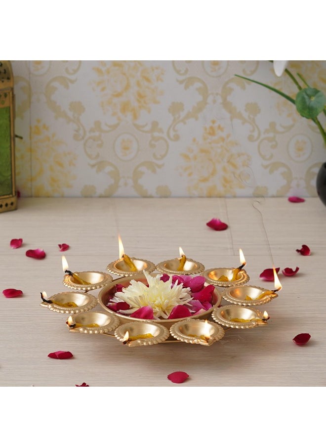 Webelkart Webelkart Diya Shape Flower Decorative Urli Bowl for Home Decor Bowl for Floating Flowers and Tea Light Candles Home,Office and Table Decor| decorative items for home (Designs-2)  - Image 2