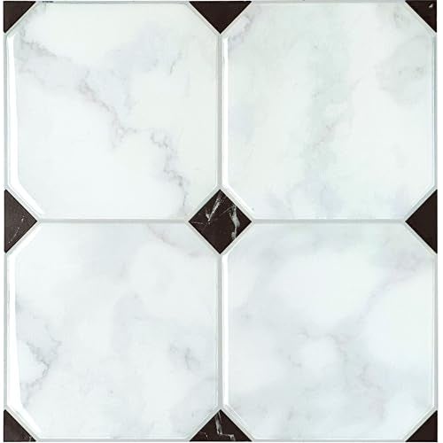 SMART TILES Peel and Stick Backsplash 5 Sheets of 775 x 775 3D Adhesive Peel and Stick Tile Backsplash for Kitchen Bathroom Wall Tile Checkered - Image 1