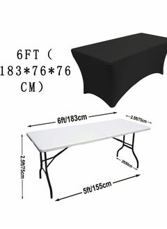 HomarKet Spandex Tablecloth , 183*76*76CM Washable and Wrinkle Resistant Stretch Rectangular Fitted Patio Table Cover for Event, Wedding, Banquet & Parties (6FT,Black)  - Image 4