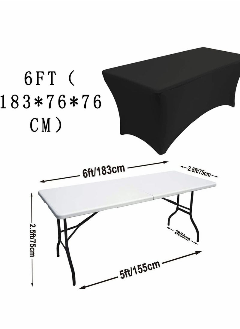 HomarKet Spandex Tablecloth , 183*76*76CM Washable and Wrinkle Resistant Stretch Rectangular Fitted Patio Table Cover for Event, Wedding, Banquet & Parties (6FT,Black)  - Image 4