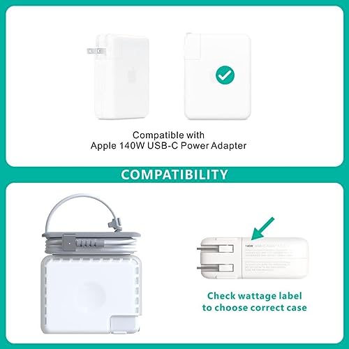 FACTOTECH Case For Macbook 140W Charger,140W Apple Charger Case, Macbook Charger Case, Travel Cord Organizer, Macbook Accessories (For Apple 140W Adapter), White - Image 2