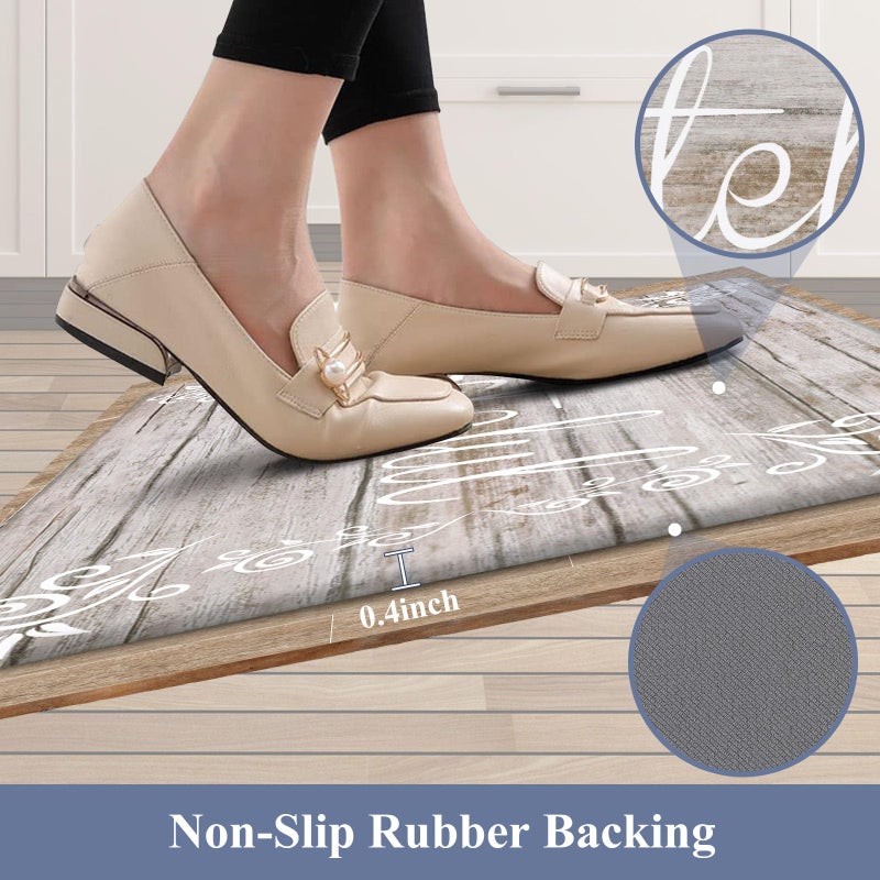 HEBE Anti Fatigue Kitchen Mat Set of 2 Non Slip Cushioned Kitchen Mats for Floor Waterproof Farmhouse Kitchen Rugs and Mats Set Comfort Standing Desk Mat Carpet for Sink,Office,Laundry - Image 5