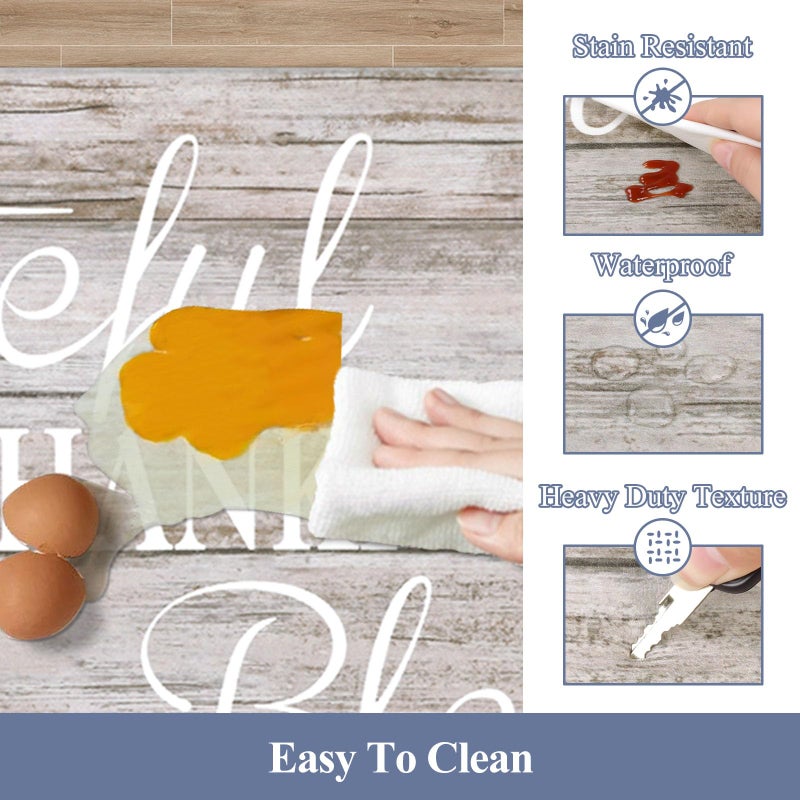 HEBE Anti Fatigue Kitchen Mat Set of 2 Non Slip Cushioned Kitchen Mats for Floor Waterproof Farmhouse Kitchen Rugs and Mats Set Comfort Standing Desk Mat Carpet for Sink,Office,Laundry - Image 4