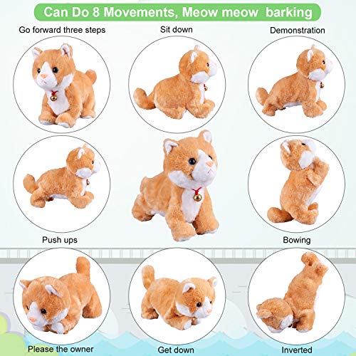 Marsjoy Yellow Robot Cat Plush Stuffed Animal Interactive Meow Kitten Touch Control Electronic Pet Robotic Kitty Toy, Animated Toy Cats for Girls Baby Kids - Image 2