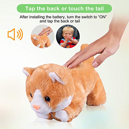 Marsjoy Yellow Robot Cat Plush Stuffed Animal Interactive Meow Kitten Touch Control Electronic Pet Robotic Kitty Toy, Animated Toy Cats for Girls Baby Kids - Image 3