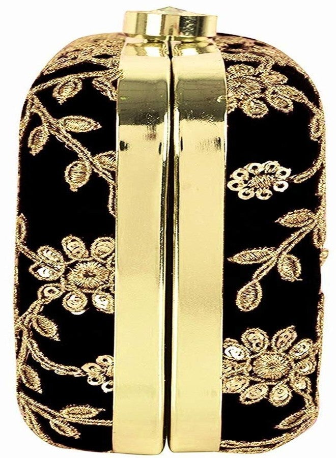 REGMESS Women's Embroidered Faux Silk Clutch (Black) - Image 3