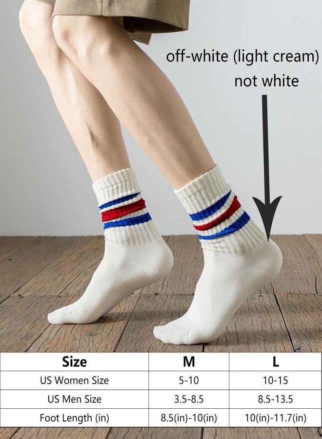 DarkCom Striped Crew Socks 5 Pairs for Men and Women, Pure Cotton Tube Casual Comfort - Image 2