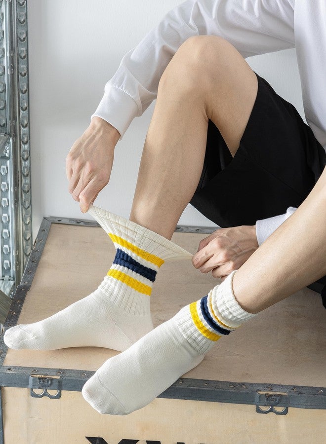 DarkCom Striped Crew Socks 5 Pairs for Men and Women, Pure Cotton Tube Casual Comfort - Image 5