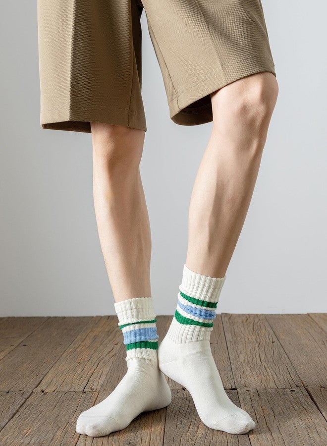 DarkCom Striped Crew Socks 5 Pairs for Men and Women, Pure Cotton Tube Casual Comfort - Image 3