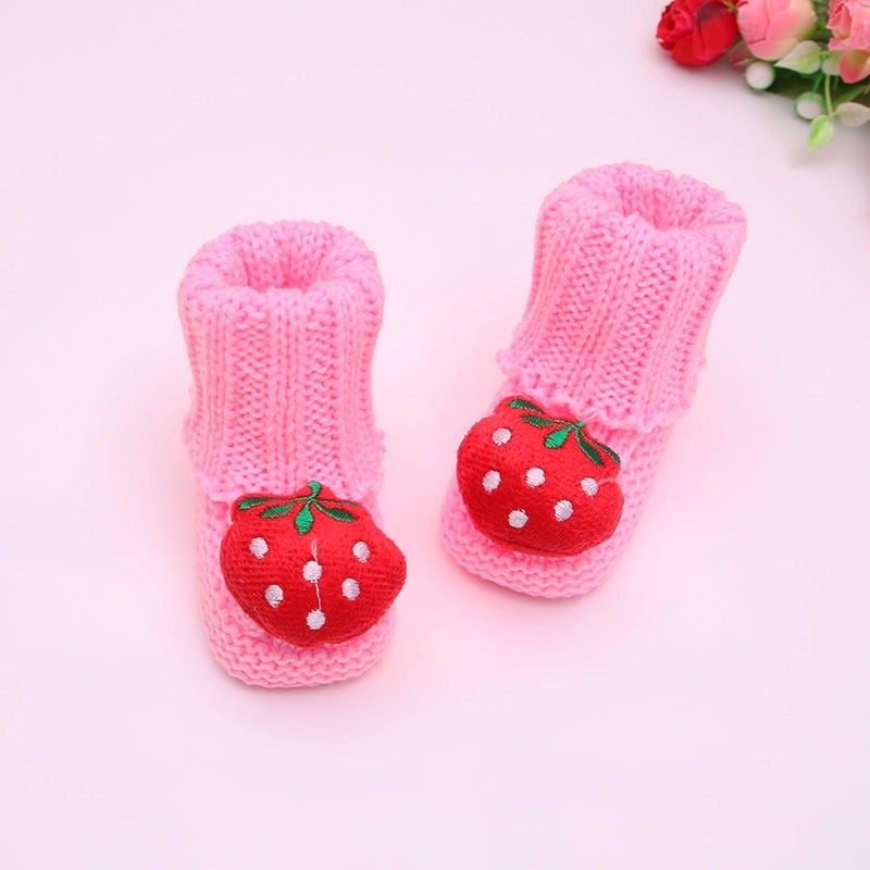 Qi Ta Handmade Knitted Baby Socks Shoes for Newborns, Cotton Breathable Anti-Slip Cartoon Booties, 0-3-6 Months, Spring Autumn - Image 1