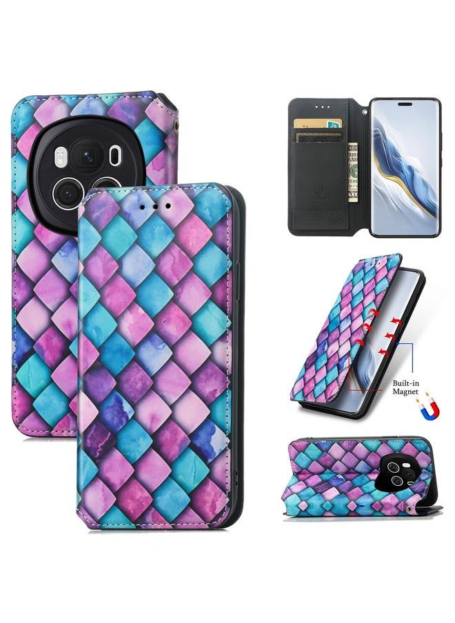 Generic - For Honor Magic6 Pro CaseNeo Colorful Magnetic Leather Phone Case(Purple Scales) - Image 1