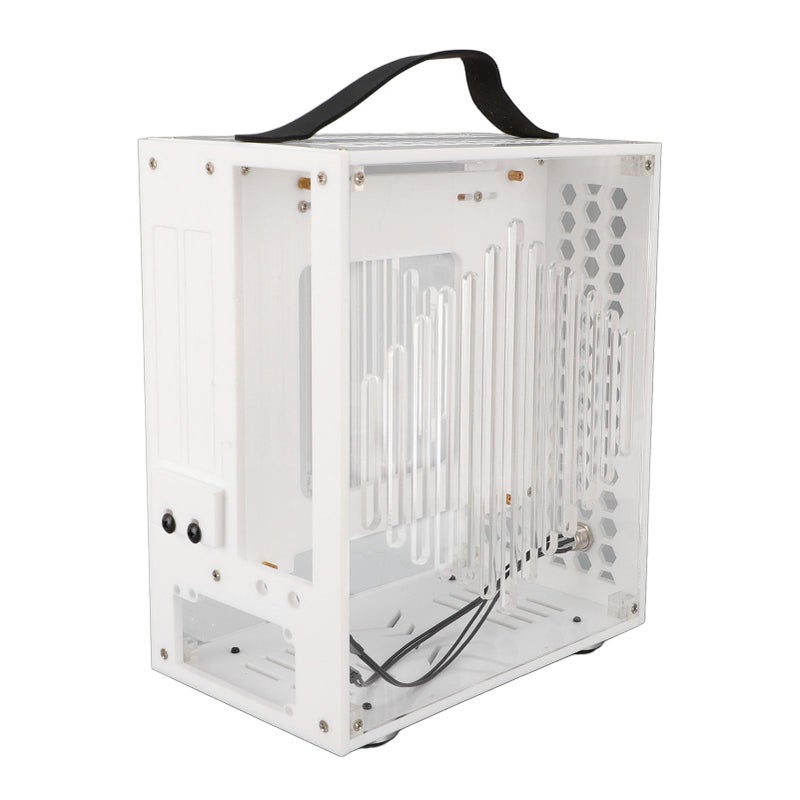 White Portable Mini ITX Computer Case with Handle Transparent DIY Desktop for 170mm Motherboard - Image 2