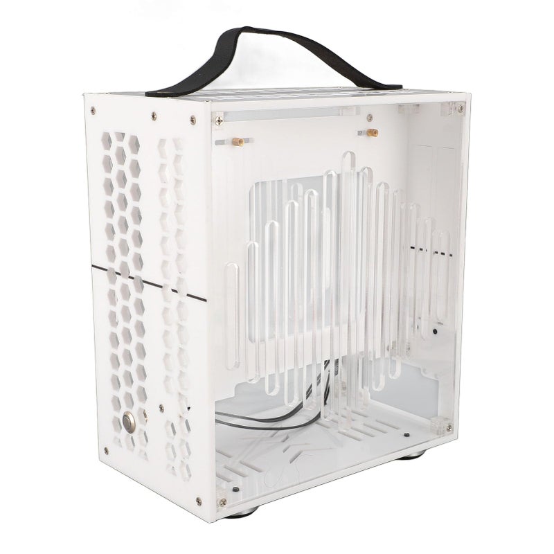 White Portable Mini ITX Computer Case with Handle Transparent DIY Desktop for 170mm Motherboard - Image 3