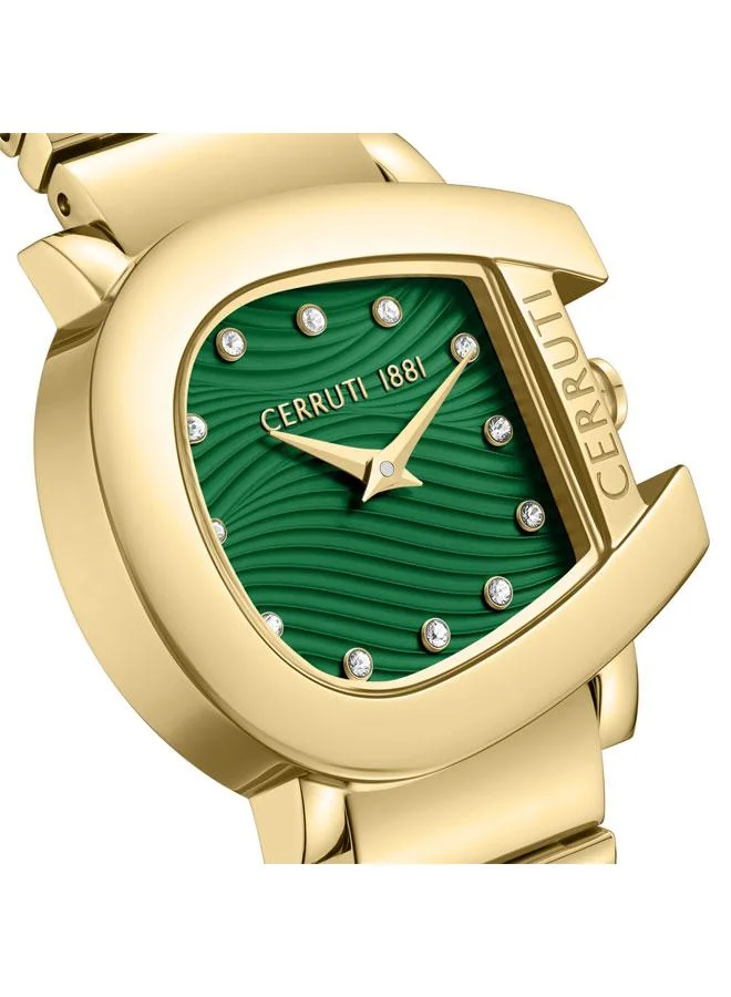 CERRUTI 1881 Yellow Gold Women's Cavallina 29mm Green Dial Stainless Steel Bracelet Analog Watch For Women for Women | Best Price UAE
