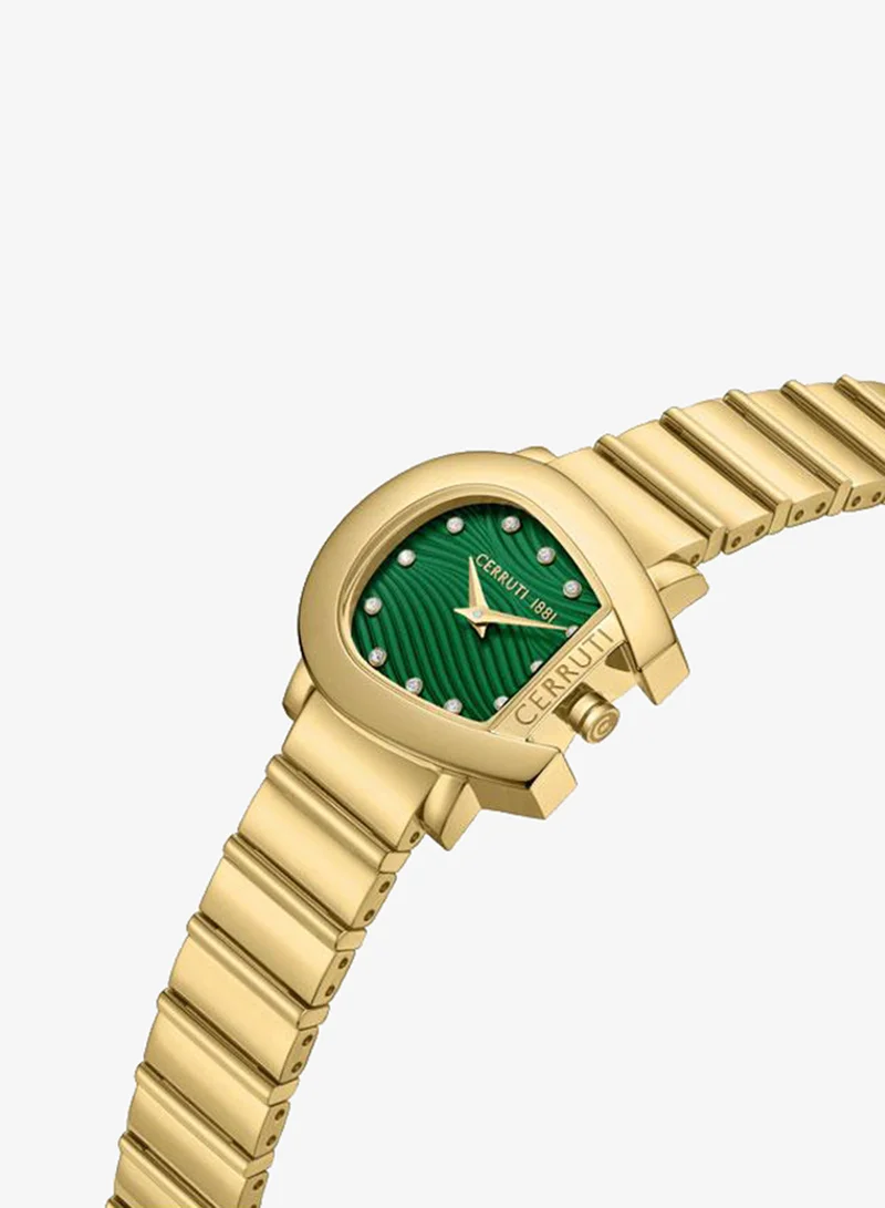 CERRUTI 1881 Cavallina 29mm Green Dial Stainless Steel Bracelet Analog Watch For Women