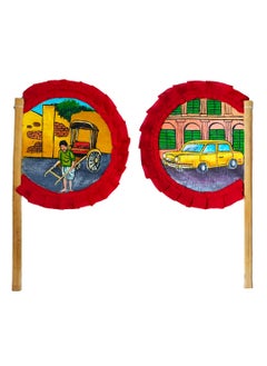 Craftooba Craftooba Combo of Hand Painted Decorative Folk Art Bamboo Made Hand Fan hatpakha Home Decor Festival Handmade Handpainted Beautiful Traditional Hand Fan 