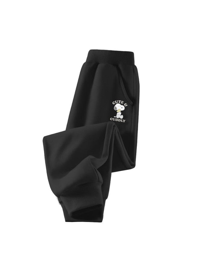 Snoopy Children's Pants, Autumn New Style, Boys And Girls Sports Sweatpants, Casual Trousers For Older Children, Cuddly-black, Size 130 - Image 1