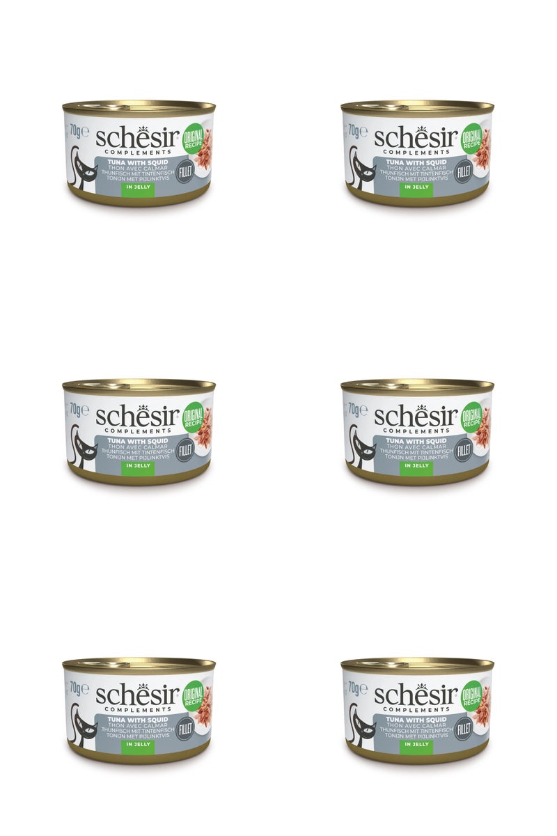 شيسر طعام القطط الرطب من شيسير كومبليمينتس في علبة جيلي - تونة مع حبار 70 جم × 6 قطع - Image 1
