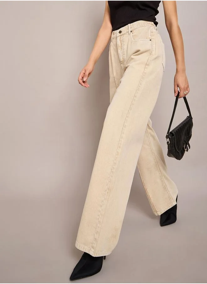 ساسافراس High Waist Straight Fit Pintuck Jeans